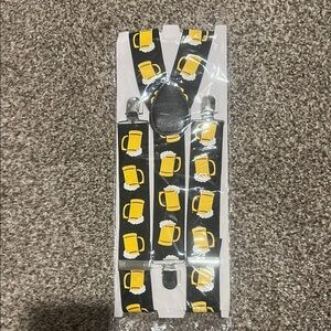 Black Suspenders with Beer Mug Print